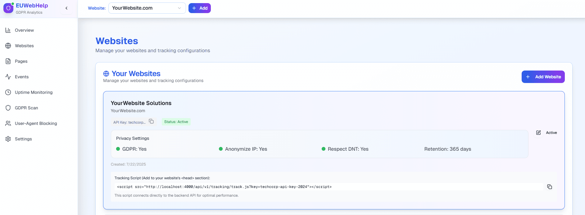 Previous website demo